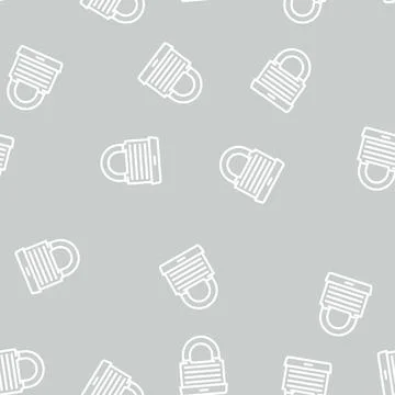 Protection padlock line vector seamless pattern Stock Illustration