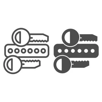 Protection password line and solid icon. Web form to access the site with two Stock Illustration