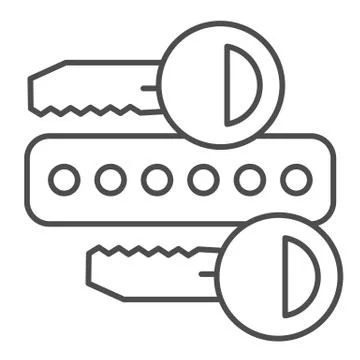 Protection password thin line icon. Web form to access the site with two keys Stock Illustration