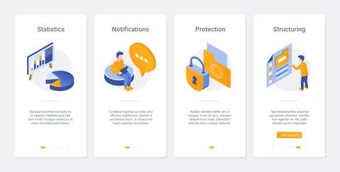 Protection of personal data technology UX, UI onboarding mobile app page screen 스톡 일러스트