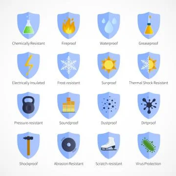 Protection Proof Flat Color Emblems Stock Illustration