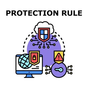 Protection rule ensuring digital cybersecurity and data safety Stock Illustration