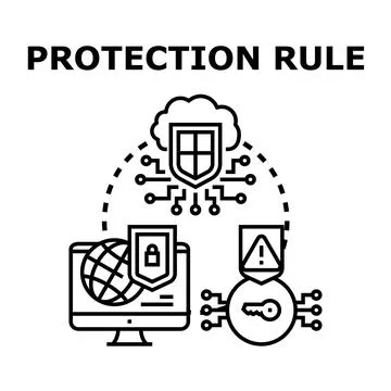 Protection rule ensuring digital cybersecurity and data safety Stock Illustration