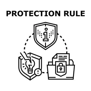Protection rule managing data and intellectual property security Ilustración de archivo