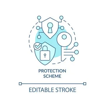 Protection scheme turquoise concept icon Stock Illustration