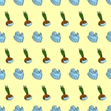 Protection seamless pattern. Vector background included cartoon icons protection Stock Illustration