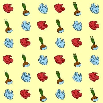 Protection seamless pattern. Vector background included cartoon icons onion in Stock Illustration