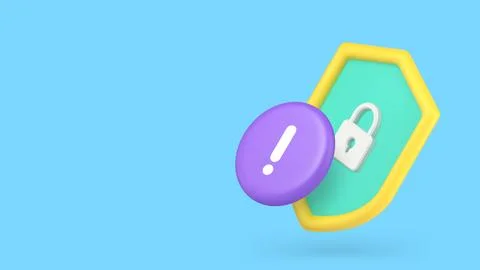 Protection security safety privacy guarantee 3d icon banner copy space vector Stock Illustration