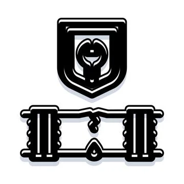 Protection shield and broken chain illustrating resilience concept 库存插图