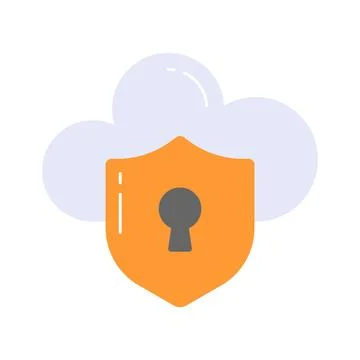 Protection shield and keyhole with cloud showing concept of cloud security .. Stock Illustration