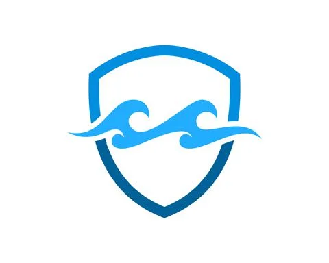 Protection shield with beach wave inside Stock Illustration