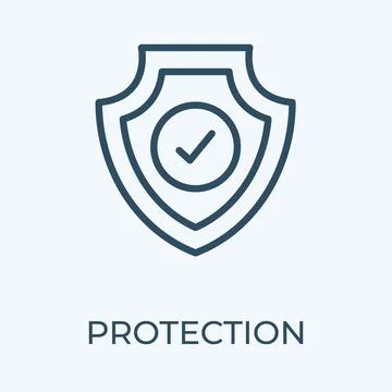 Protection shield with check mark editable stroke thin vector line icon. Stock Illustration