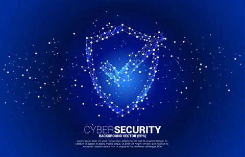 Protection shield with checked mark icon from dot connect line polygon networ Stock Illustration