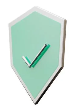 A protection shield with a checkmark in the center. The design is isolated .. Stock Illustration
