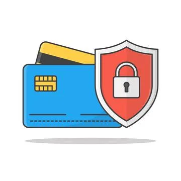 Protection Shield Credit Cards Vector Icon Illustration. Credit Card Securi.. Stock Illustration