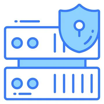 Protection shield with data server showing concept of data server security Stock Illustration