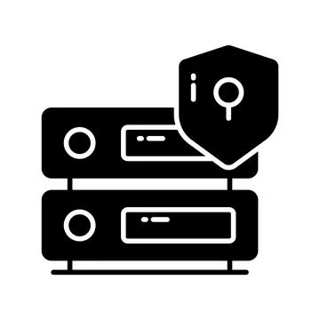 Protection shield with data server showing concept of data server security Stock Illustration