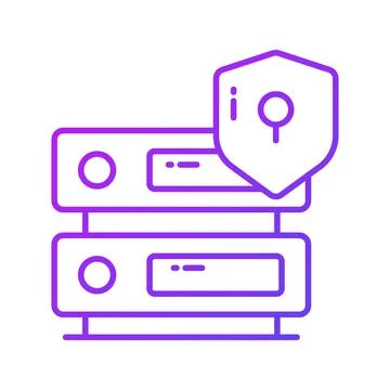 Protection shield with data server showing concept of data server security Stock Illustration