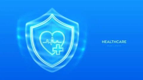 Protection shield with energy force field. Transparent glass security shiel.. Stock Illustration