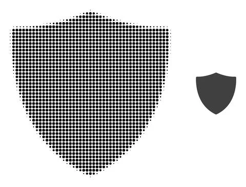 Protection Shield Halftone Dot Icon Stock Illustration