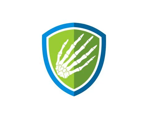 Protection shield with hand skeleton inside Stock Illustration