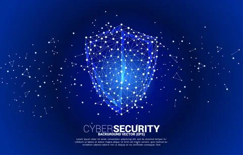Protection shield icon from dot connect line polygon network. concept of guar Stock Illustration
