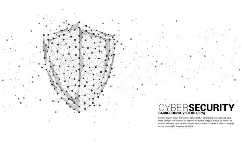 Protection shield icon from dot connect line polygon network. concept of guar Stock Illustration