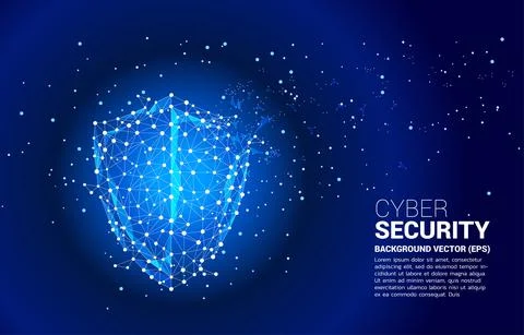 Protection shield icon from dot connect line polygon network. concept of guar Stock Illustration