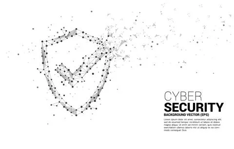 Protection shield icon from dot connect line polygon network. concept of guar Stock Illustration