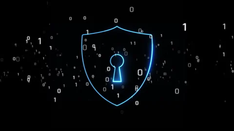 Protection shield with keyhole for cyber security concept Stock Footage 330293502