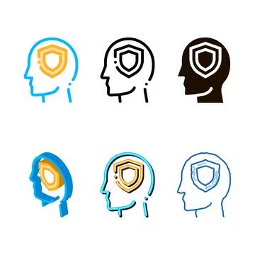 Protection shield in man silhouette stylized mind vector Stock Illustration