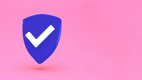 Protection shield minimal concept. Security check Icon. Tick mark approved ic Stock Illustration
