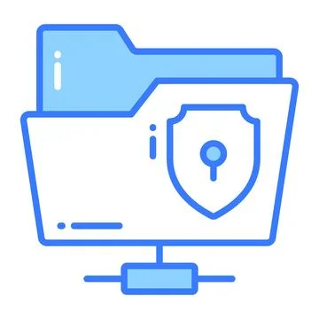 Protection shield with network folder, concept vector of secure data network  Stock Illustration