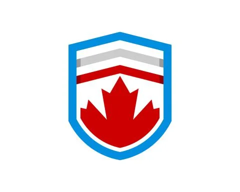 Protection shield with red maple leaf inside Stock Illustration
