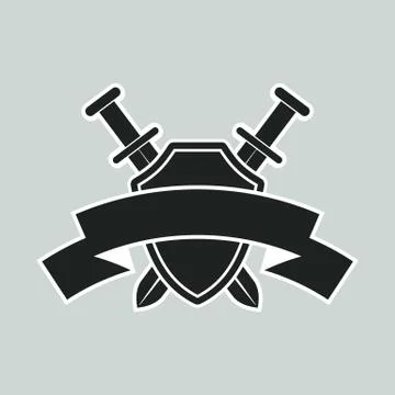 Protection shield ribbon Stock Illustration
