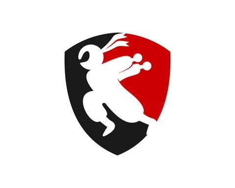 Protection shield with running ninja inside Stock Illustration