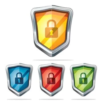 Protection shield security icons. vector illustration. Stock Illustration