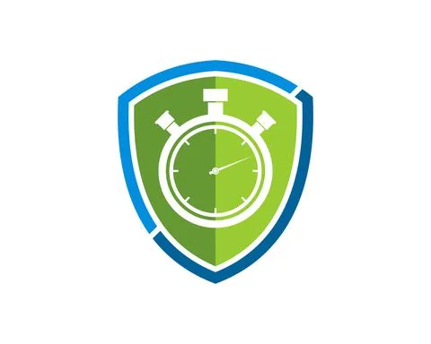 Protection shield with time stopwatch inside Stock Illustration