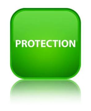 Protection special green square button Stock Illustration