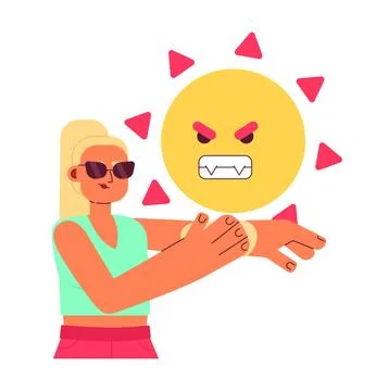 Protection from sun UV rays flat concept vector spot illustration 스톡 일러스트