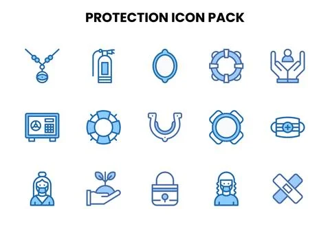 Protection Two Colour Bundle Icons Pack Stock Illustration