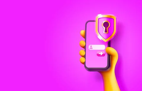 Protection unlock app, secure password login, web banner smart phone. Vector Stock-Illustration