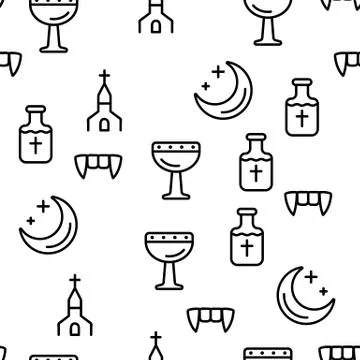Protection From Vampire Vector Seamless Pattern 스톡 일러스트