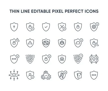 Protection vector thin line icons Stock Illustration