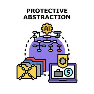 Protective abstraction concept securing data and systems 스톡 일러스트