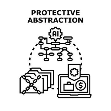 Protective abstraction concept securing data and systems Stockillustratie