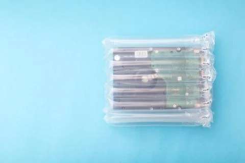 Protective air plastic packaging for transporting a parcel without damage on a Stock Photos