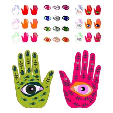 Protective amulet hamsa - hand of Fatima (hand of Miriam) Stock Illustration