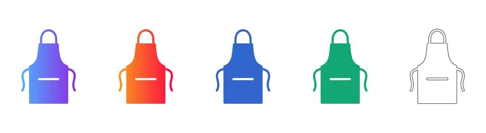 Protective Apron Icon Set Stock Illustration