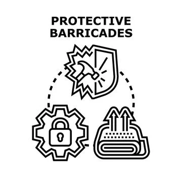 Protective barricades concept resisting attack security system Stock Illustration